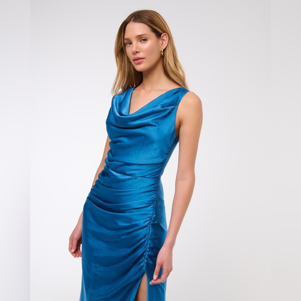 Abercrombie & Fitch Vibrant Blue Cowl neck Midi Dress